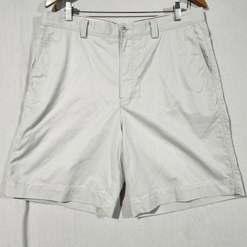 Tommy Bahama Boracay Chino Shorts Men 36 Tan Khaki Cotton Blend Stretch 9 Inseam